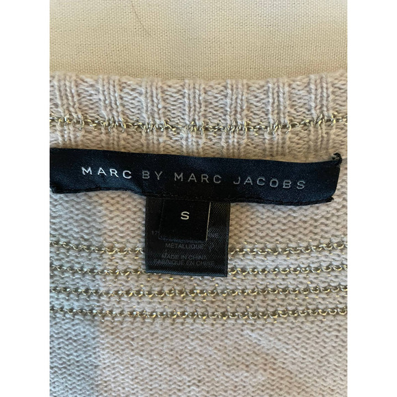 Marc by Marc Jacobs Wool Blend Cardigan Size Small Gray Silver Metal Thread - Picture 5 of 13